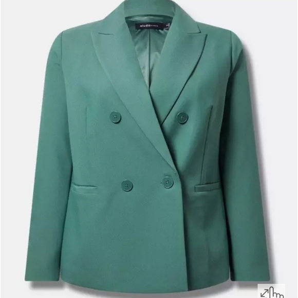 torrid Jackets & Blazers - Studio Double-Breasted Teal Green Blazer